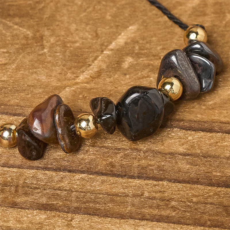 WORN WITHIN Tiger Eye Black Tourmaline Pyrite Protection Card Rope Bracelet