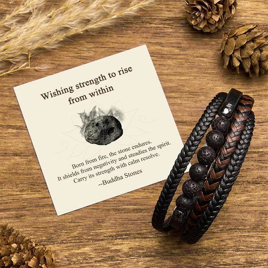 " Wishing Strength to Rise from Within" Lava Rock Bracelet Includes Gift Message Card