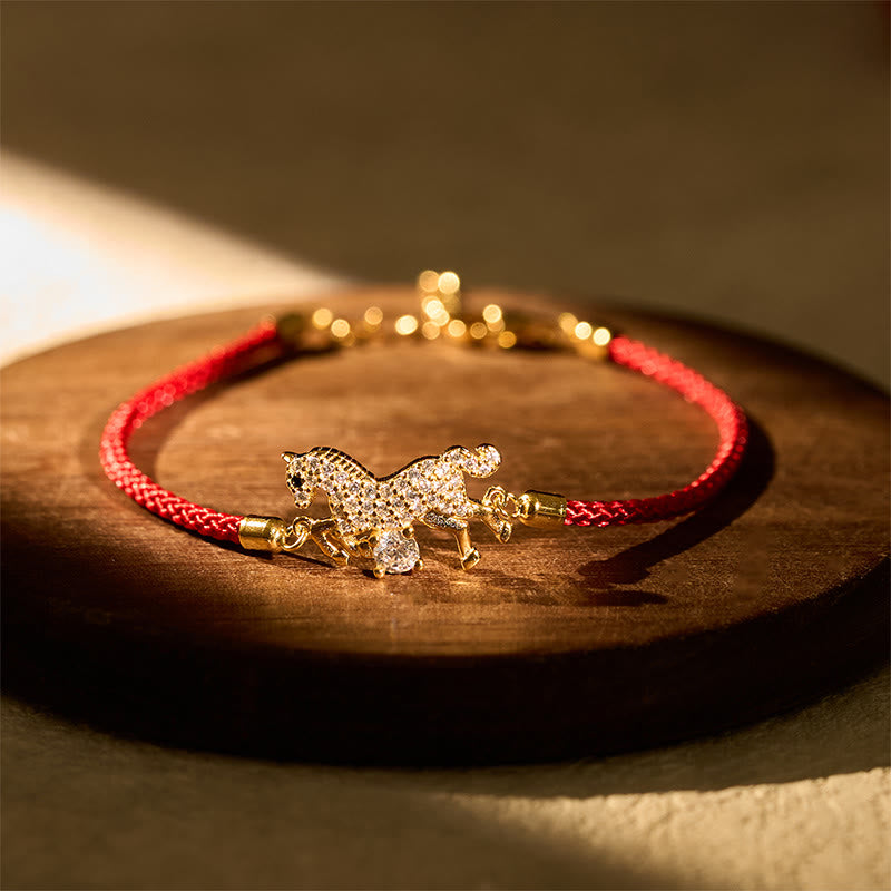 925 Silver Horse Red String Bracelet