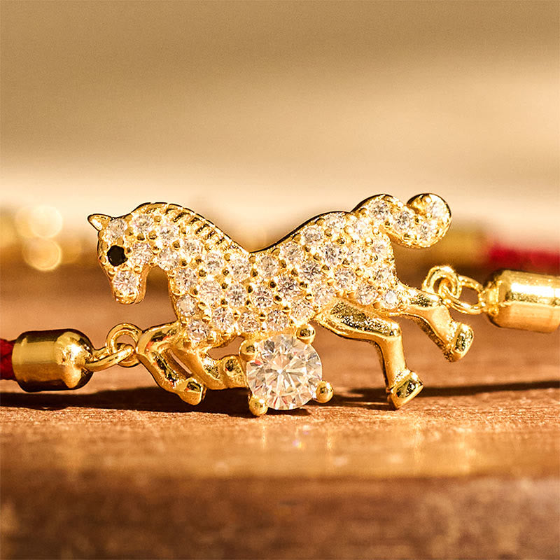 925 Silver Horse Red String Bracelet
