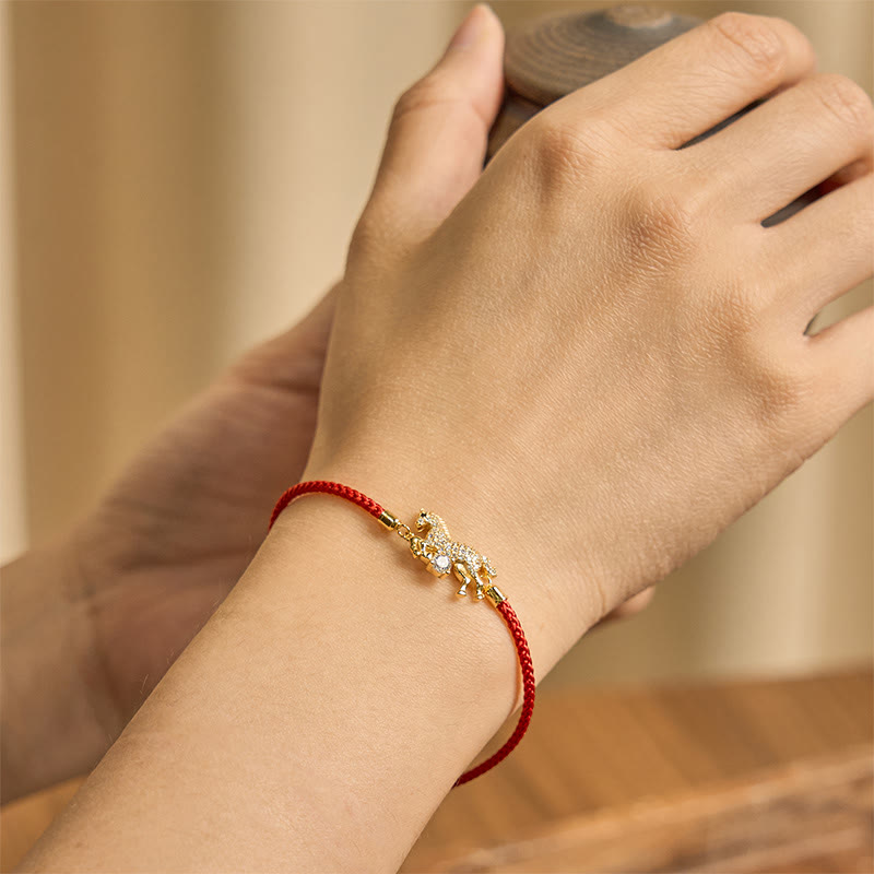 925 Silver Horse Red String Bracelet