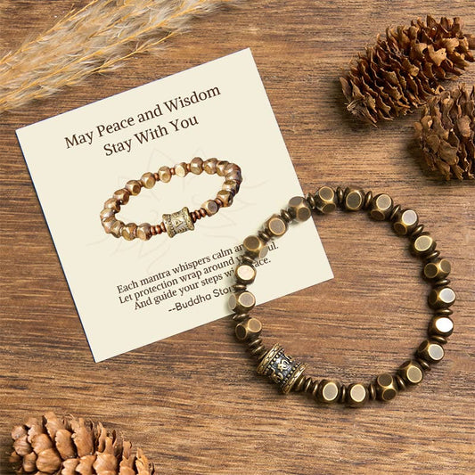 Buddha Stones "Wishing You Balance and Strength" Brass Amulet Bracelet Includes Gift Message Card
