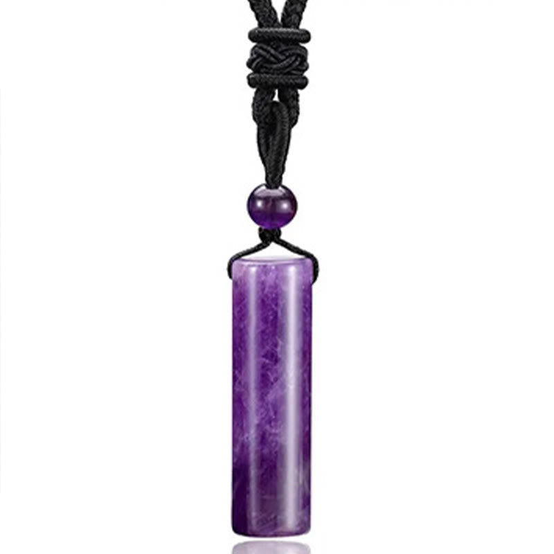 WORN WITHIN Various Crystal Rose Quartz Green Aventurine Amethyst Cylinder Healing Necklace Pendant