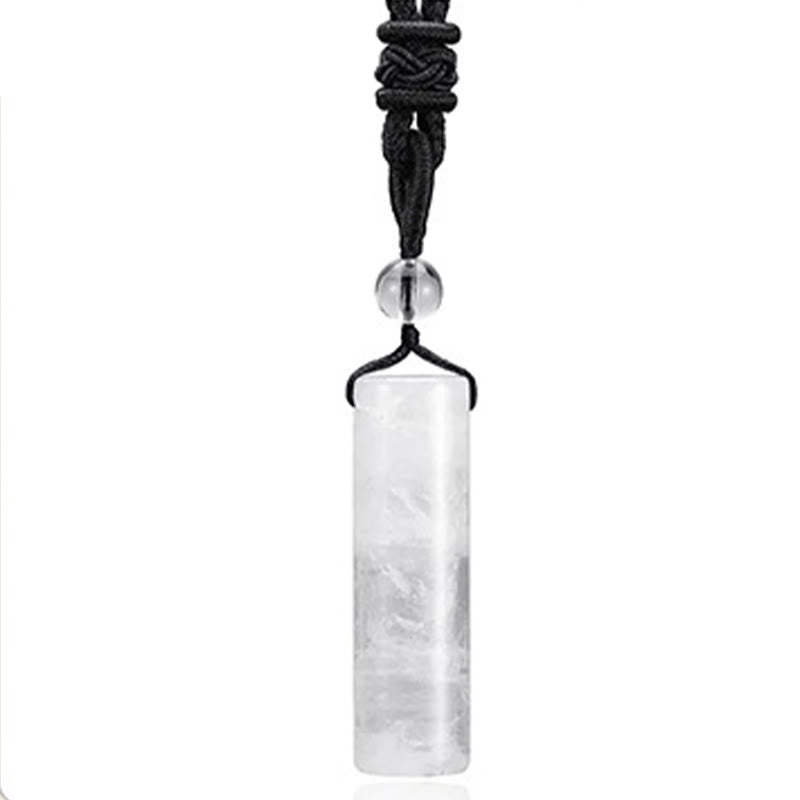 WORN WITHIN Various Crystal Rose Quartz Green Aventurine Amethyst Cylinder Healing Necklace Pendant