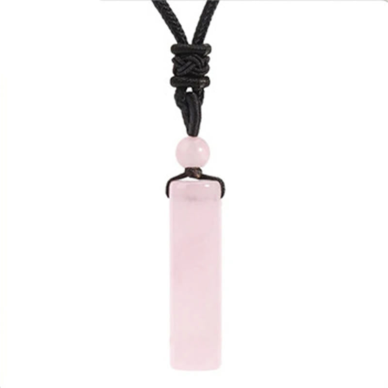 WORN WITHIN Various Crystal Rose Quartz Green Aventurine Amethyst Cylinder Healing Necklace Pendant