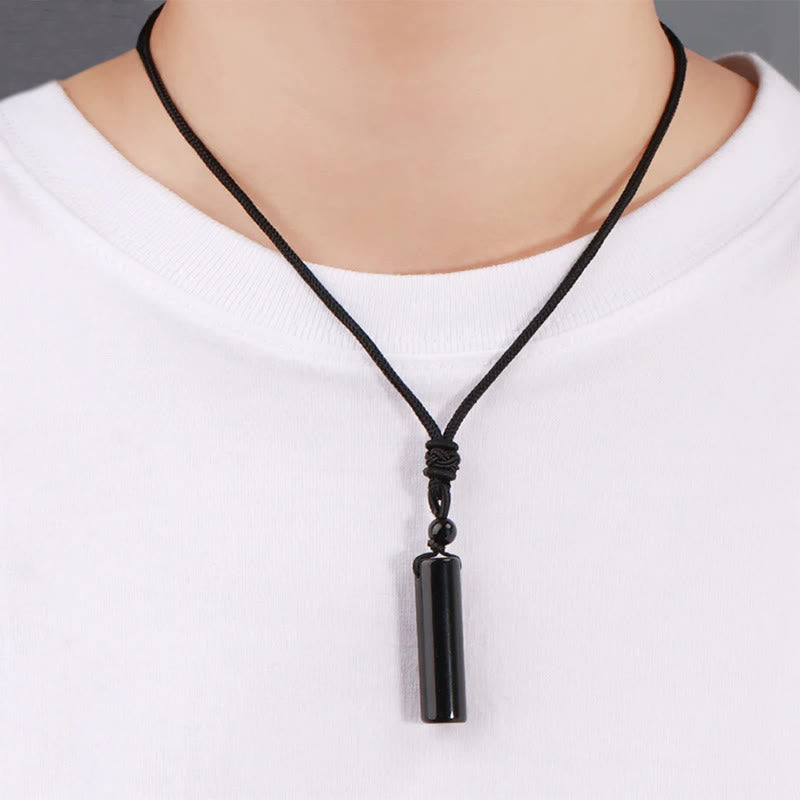 WORN WITHIN Various Crystal Rose Quartz Green Aventurine Amethyst Cylinder Healing Necklace Pendant