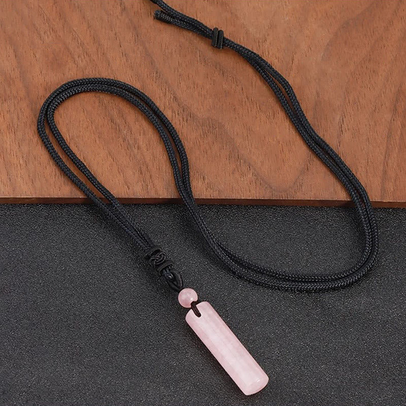 WORN WITHIN Various Crystal Rose Quartz Green Aventurine Amethyst Cylinder Healing Necklace Pendant
