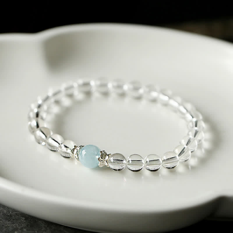 WORN WITHIN Natural Clear Quartz Aquamarine Clarity Bracelet