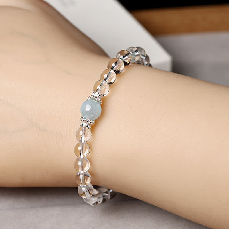 WORN WITHIN Natural Clear Quartz Aquamarine Clarity Bracelet