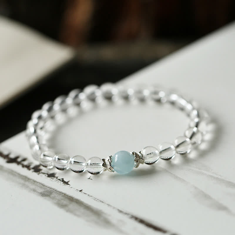 WORN WITHIN Natural Clear Quartz Aquamarine Clarity Bracelet