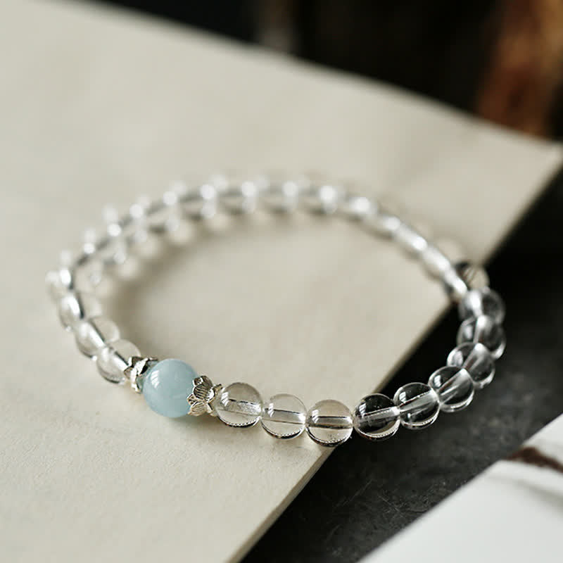 WORN WITHIN Natural Clear Quartz Aquamarine Clarity Bracelet