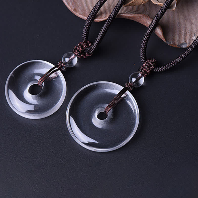 WORN WITHIN Natural Clear Quartz Peace Buckle Protection Rope Necklace