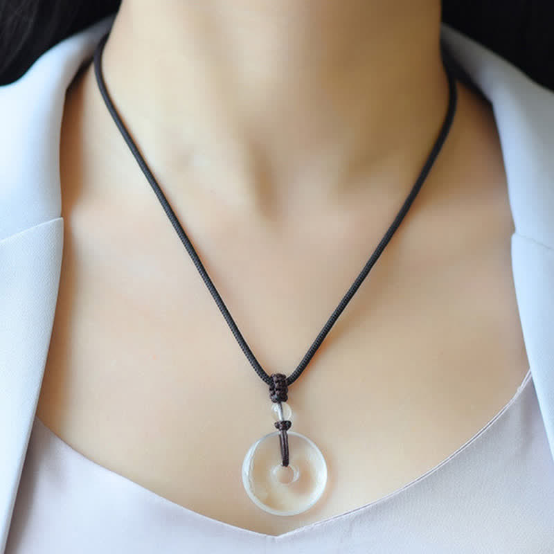 WORN WITHIN Natural Clear Quartz Peace Buckle Protection Rope Necklace
