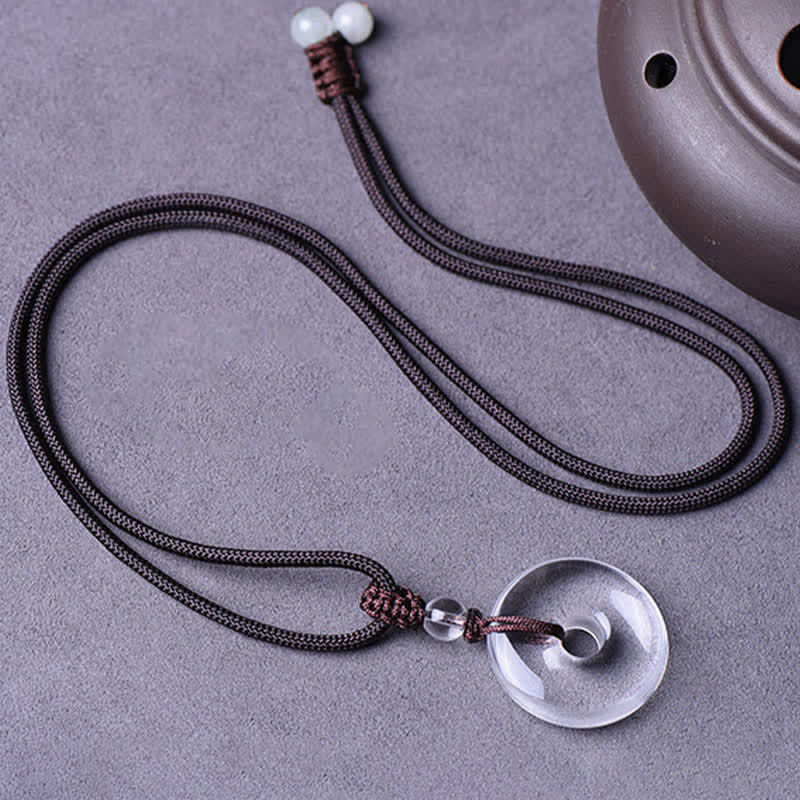 WORN WITHIN Natural Clear Quartz Peace Buckle Protection Rope Necklace