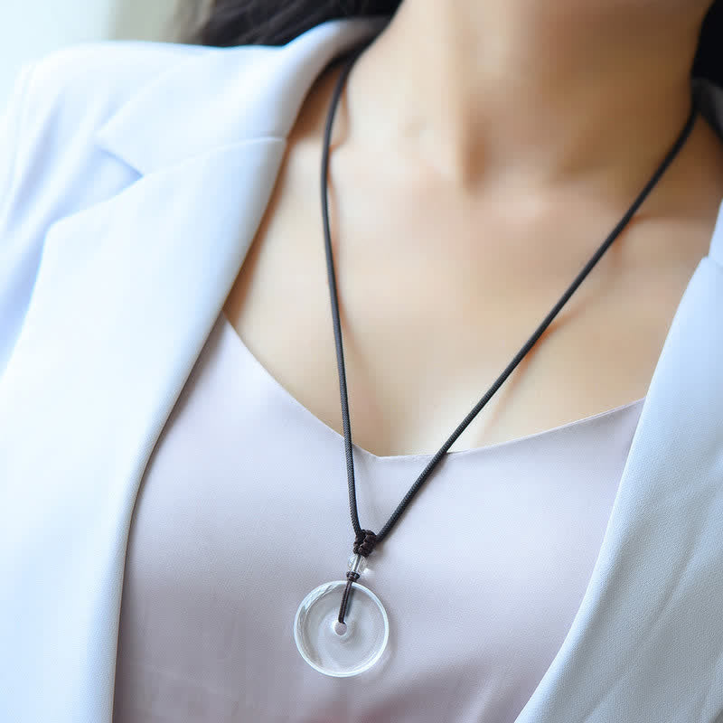 WORN WITHIN Natural Clear Quartz Peace Buckle Protection Rope Necklace