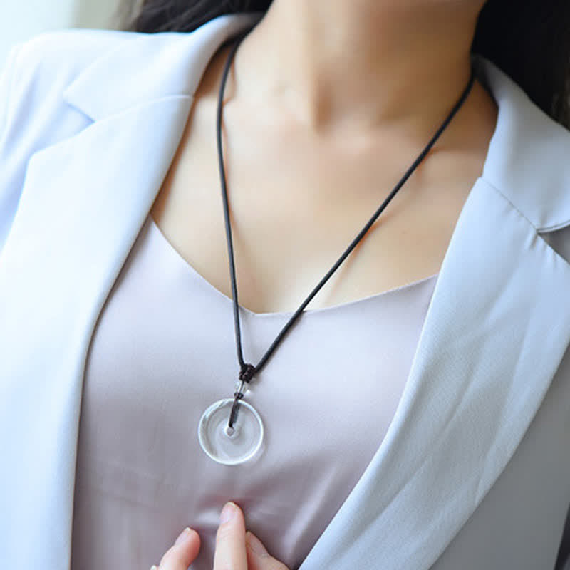 WORN WITHIN Natural Clear Quartz Peace Buckle Protection Rope Necklace
