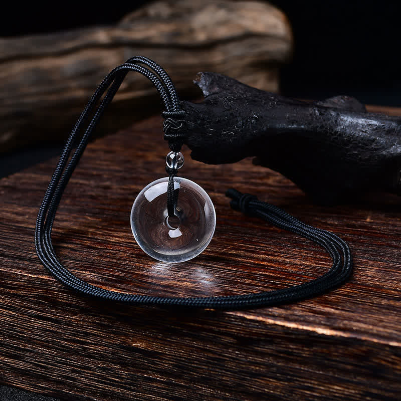 WORN WITHIN Natural Clear Quartz Peace Buckle Protection Rope Necklace