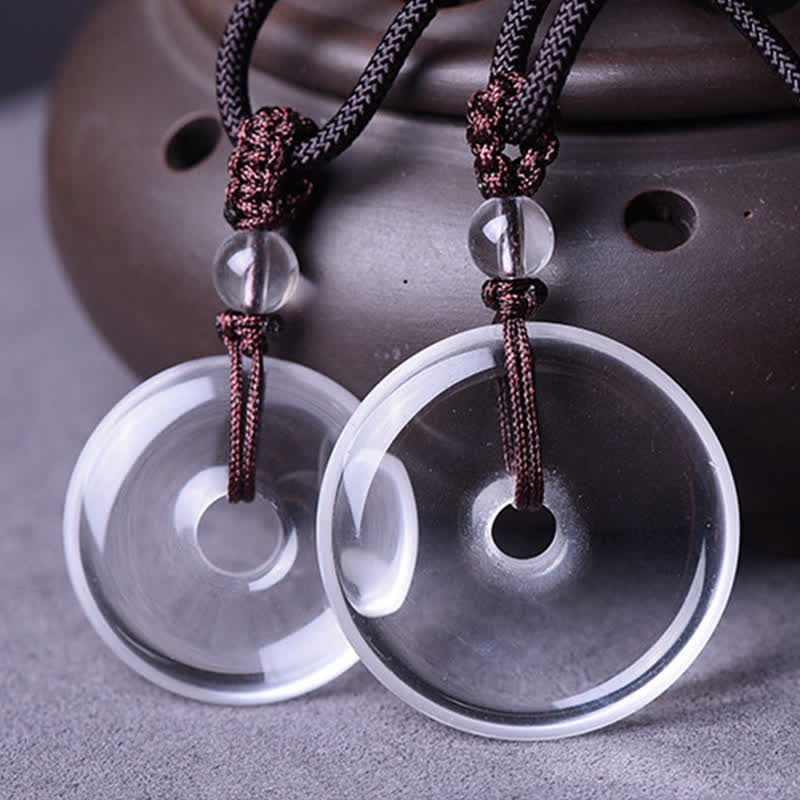 WORN WITHIN Natural Clear Quartz Peace Buckle Protection Rope Necklace