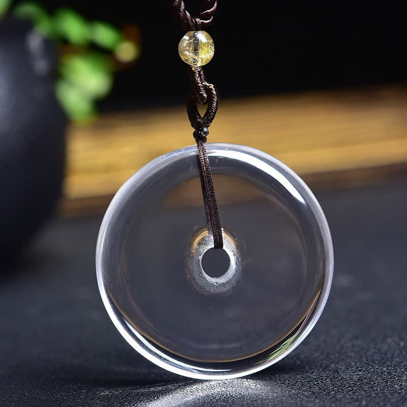 WORN WITHIN Natural Clear Quartz Peace Buckle Protection Rope Necklace