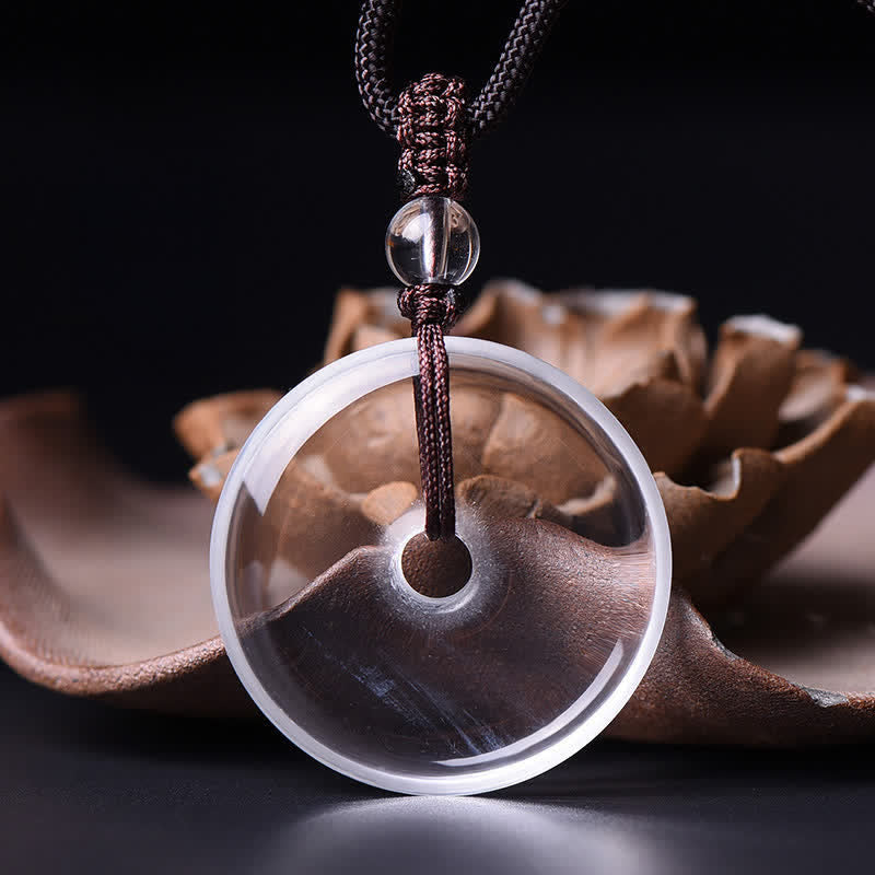WORN WITHIN Natural Clear Quartz Peace Buckle Protection Rope Necklace