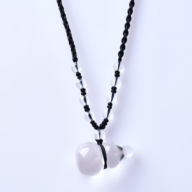 WORN WITHIN Natural Clear Quartz Gourd Protection Beads Rope Necklace