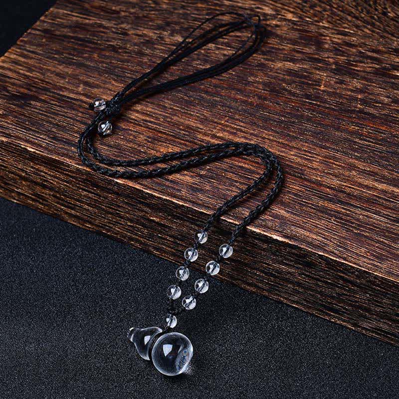 WORN WITHIN Natural Clear Quartz Gourd Protection Beads Rope Necklace