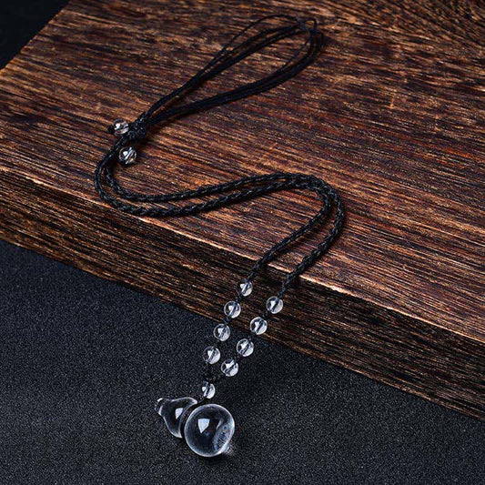 WORN WITHIN Natural Clear Quartz Gourd Protection Beads Rope Necklace