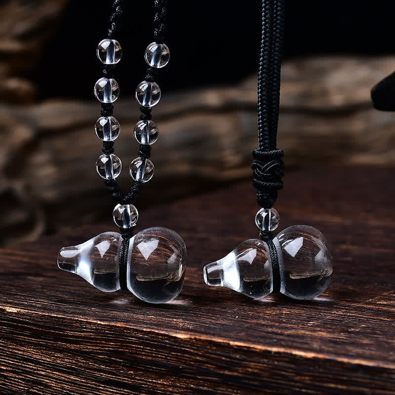 WORN WITHIN Natural Clear Quartz Gourd Protection Beads Rope Necklace