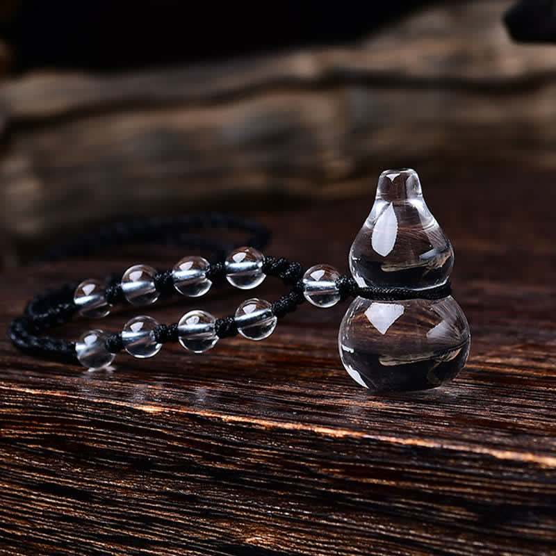 WORN WITHIN Natural Clear Quartz Gourd Protection Beads Rope Necklace