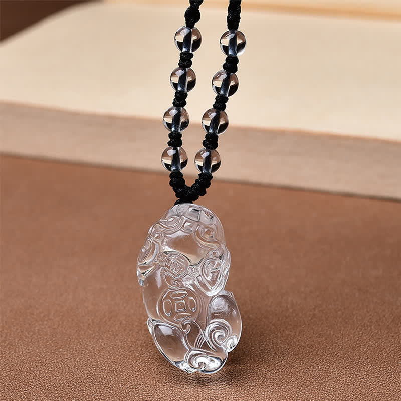 WORN WITHIN Natural Clear Quartz Pixiu Clarity Beads Rope Necklace