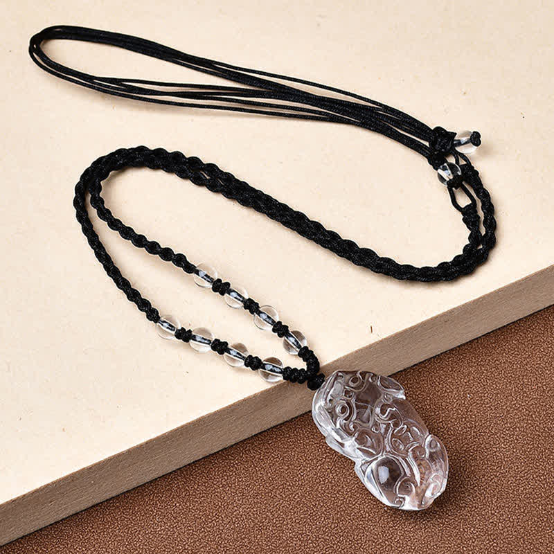 WORN WITHIN Natural Clear Quartz Pixiu Clarity Beads Rope Necklace