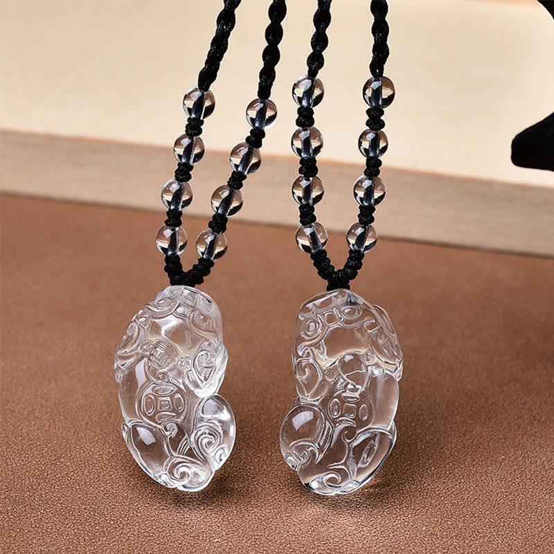WORN WITHIN Natural Clear Quartz Pixiu Clarity Beads Rope Necklace