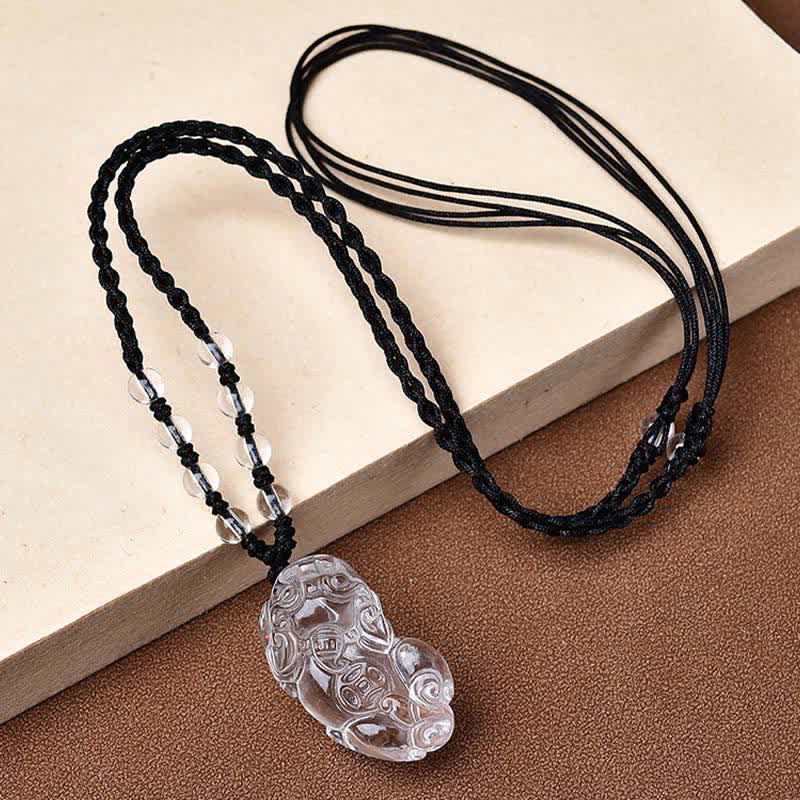 WORN WITHIN Natural Clear Quartz Pixiu Clarity Beads Rope Necklace