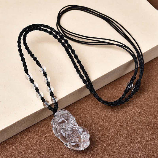 WORN WITHIN Natural Clear Quartz Pixiu Clarity Beads Rope Necklace