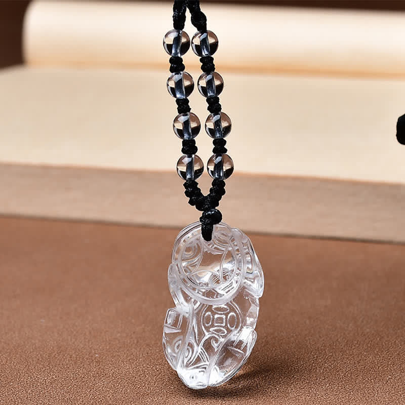 WORN WITHIN Natural Clear Quartz Pixiu Clarity Beads Rope Necklace