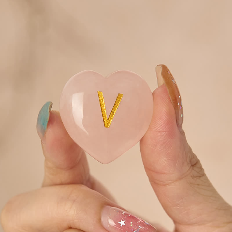 WORN WITHIN 4Pcs Love & Comfort Heart Pattern Natural Rose Quartz Healing Crystal Stone Decor