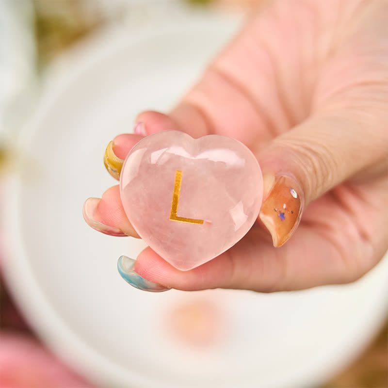 WORN WITHIN 4Pcs Love & Comfort Heart Pattern Natural Rose Quartz Healing Crystal Stone Decor