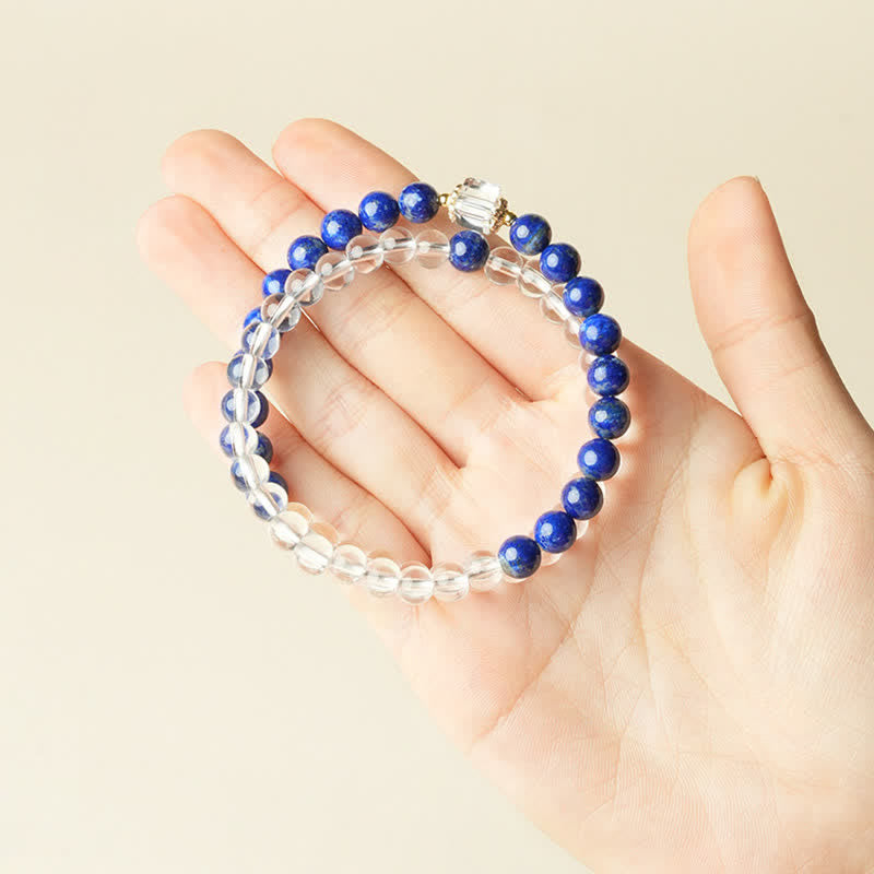 Buddha Stones Lapis Lazuli Clear Quartz Balance Beaded Bracelet