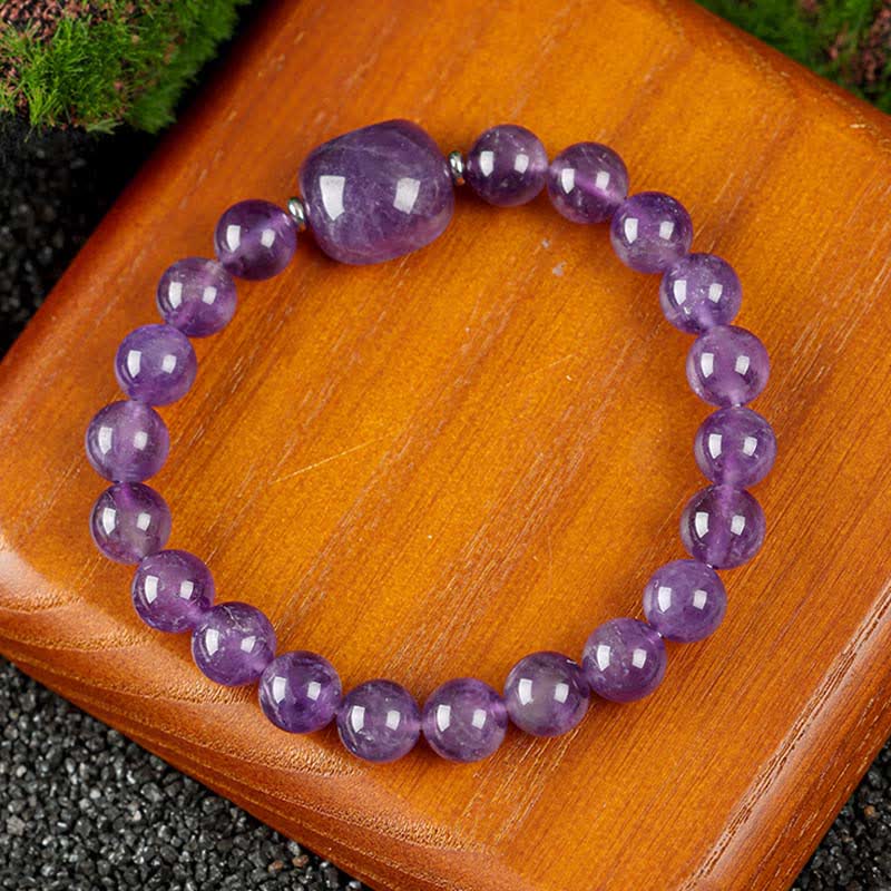 WORN WITHIN Cute Cat Design Blue Lace Agate Clear Quartz  Beaded Bracelet