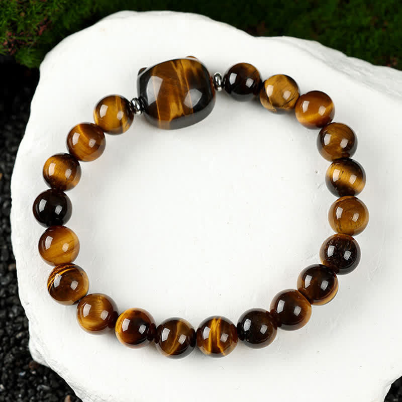WORN WITHIN Cute Cat Design Blue Lace Agate Clear Quartz  Beaded Bracelet