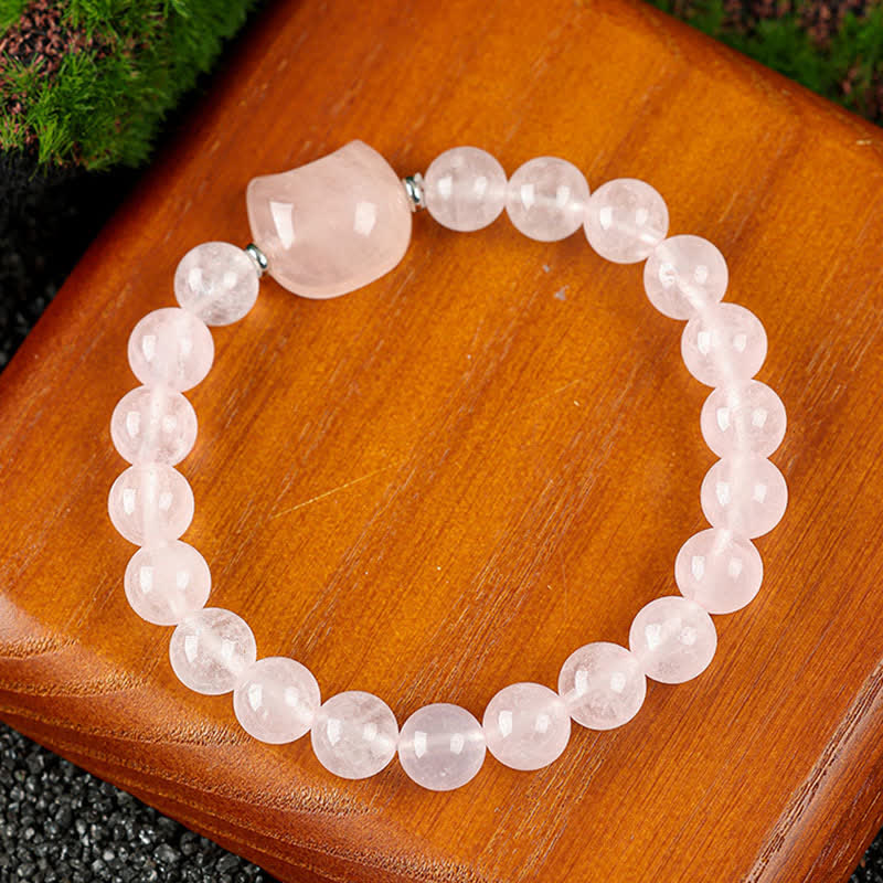 WORN WITHIN Cute Cat Design Blue Lace Agate Clear Quartz  Beaded Bracelet