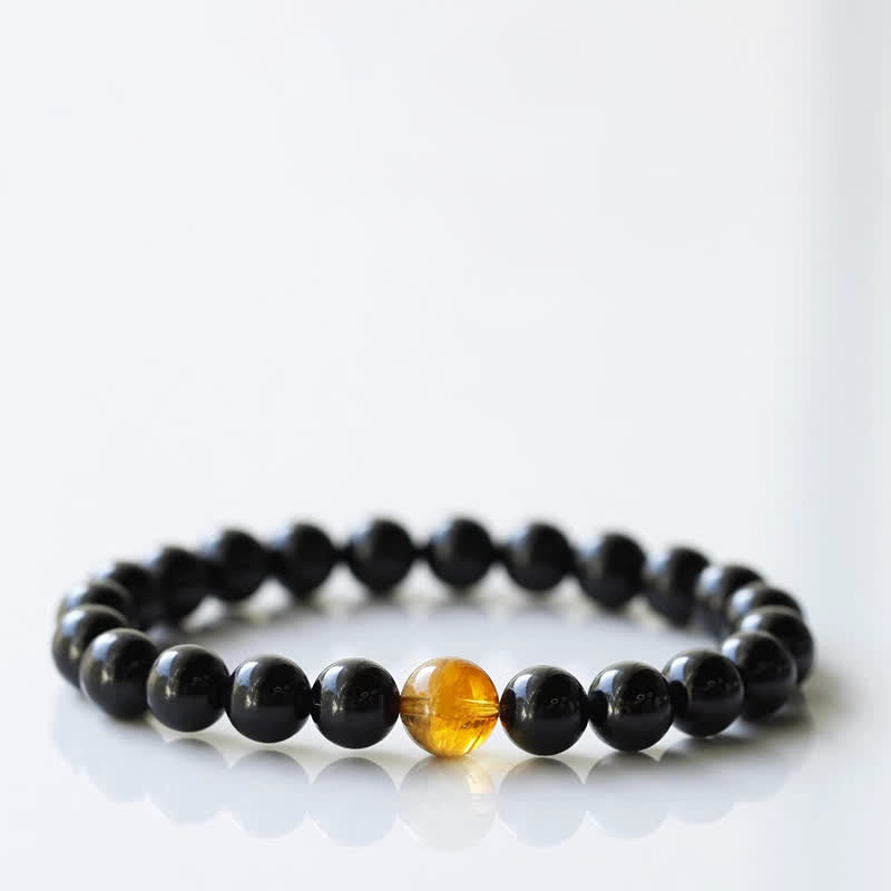 WORN WITHIN Black Tourmaline Crystal Zodiac Animal Design Resilience Bracelet