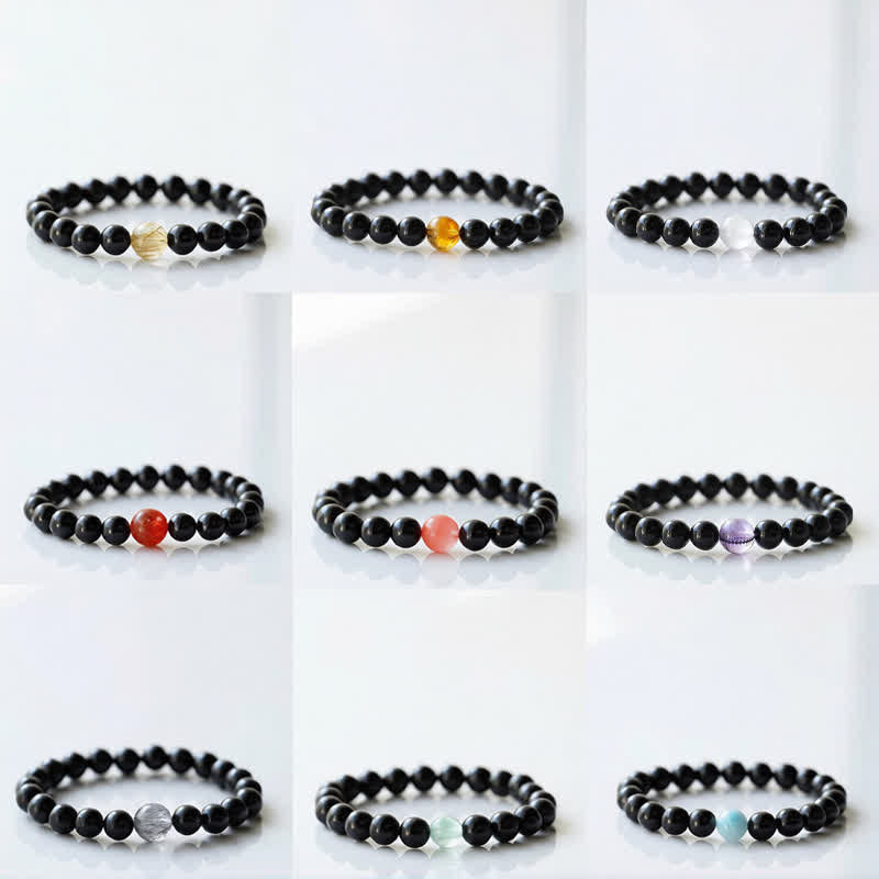 WORN WITHIN Black Tourmaline Crystal Zodiac Animal Design Resilience Bracelet