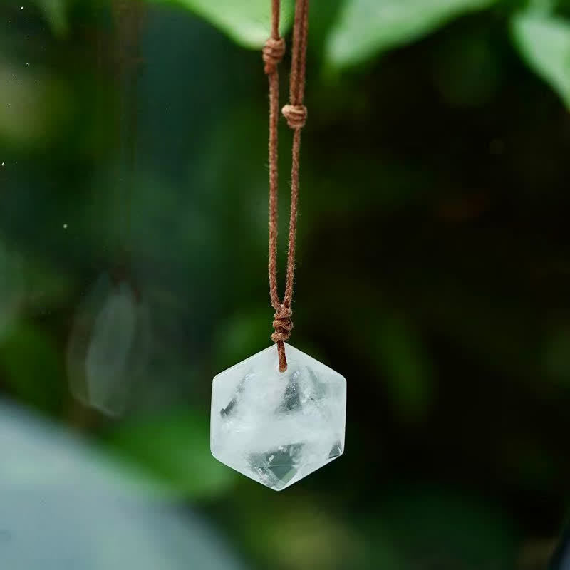WORN WITHIN Star of David Carving Clear Quartz Indian Agate Amethyst Healing Necklace Pendant