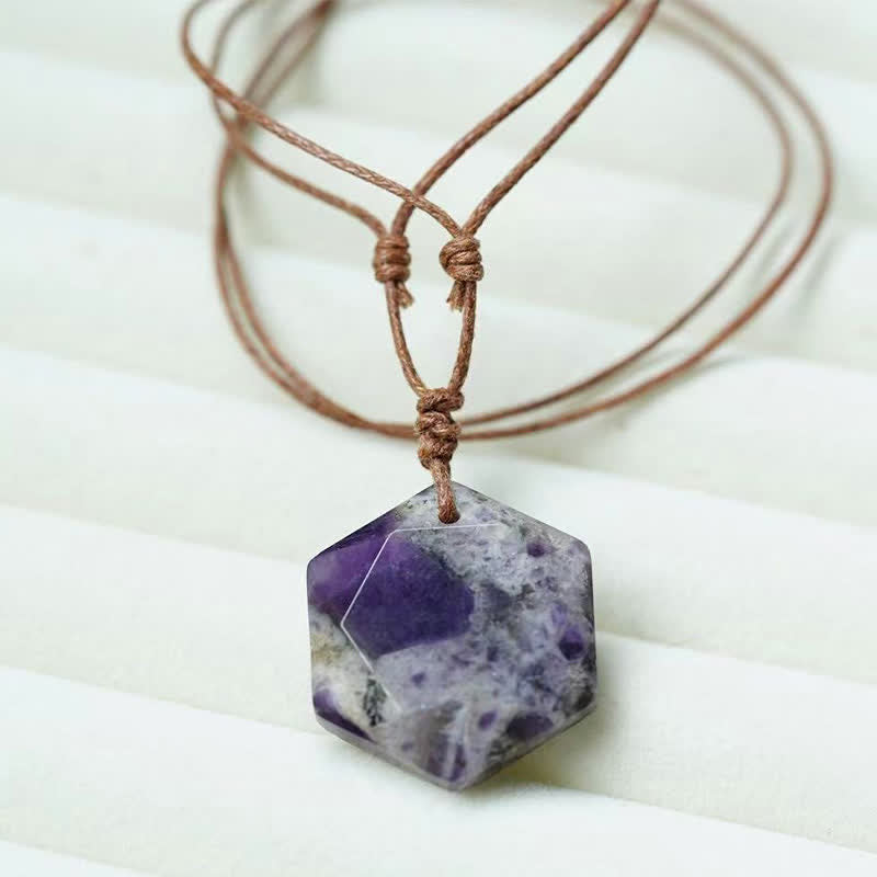 WORN WITHIN Star of David Carving Clear Quartz Indian Agate Amethyst Healing Necklace Pendant