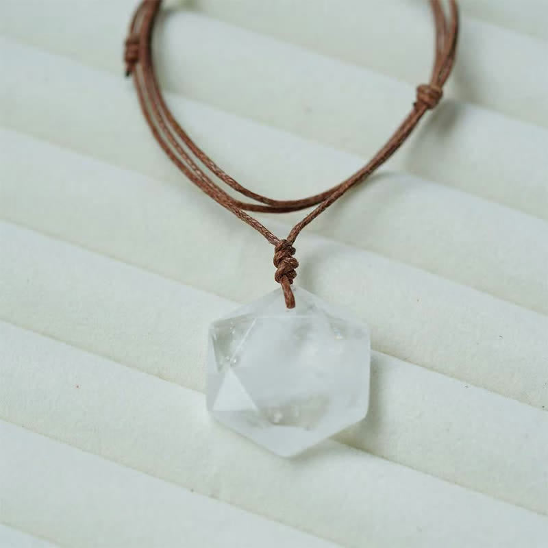 WORN WITHIN Star of David Carving Clear Quartz Indian Agate Amethyst Healing Necklace Pendant