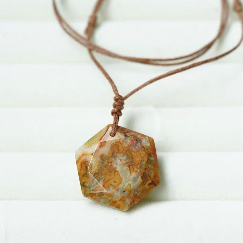 WORN WITHIN Star of David Carving Clear Quartz Indian Agate Amethyst Healing Necklace Pendant