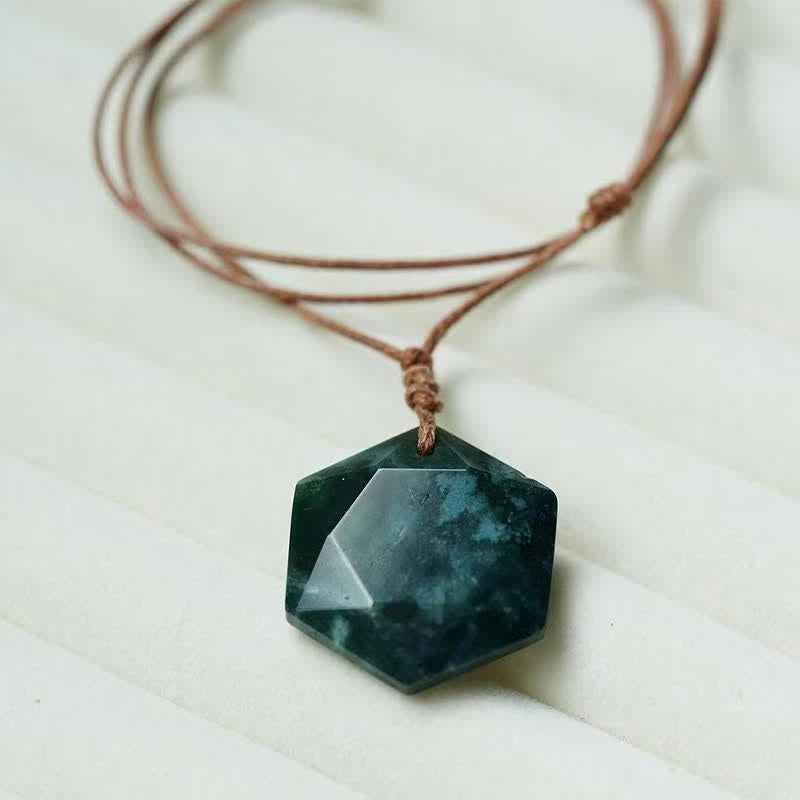 WORN WITHIN Star of David Carving Clear Quartz Indian Agate Amethyst Healing Necklace Pendant