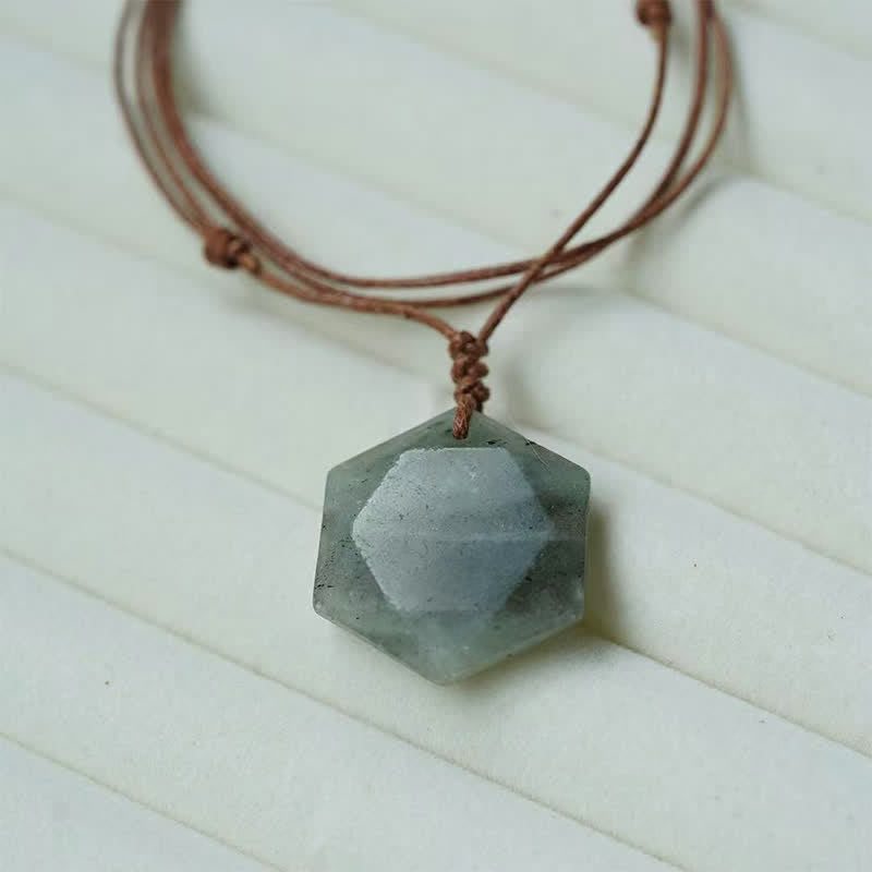 WORN WITHIN Star of David Carving Clear Quartz Indian Agate Amethyst Healing Necklace Pendant