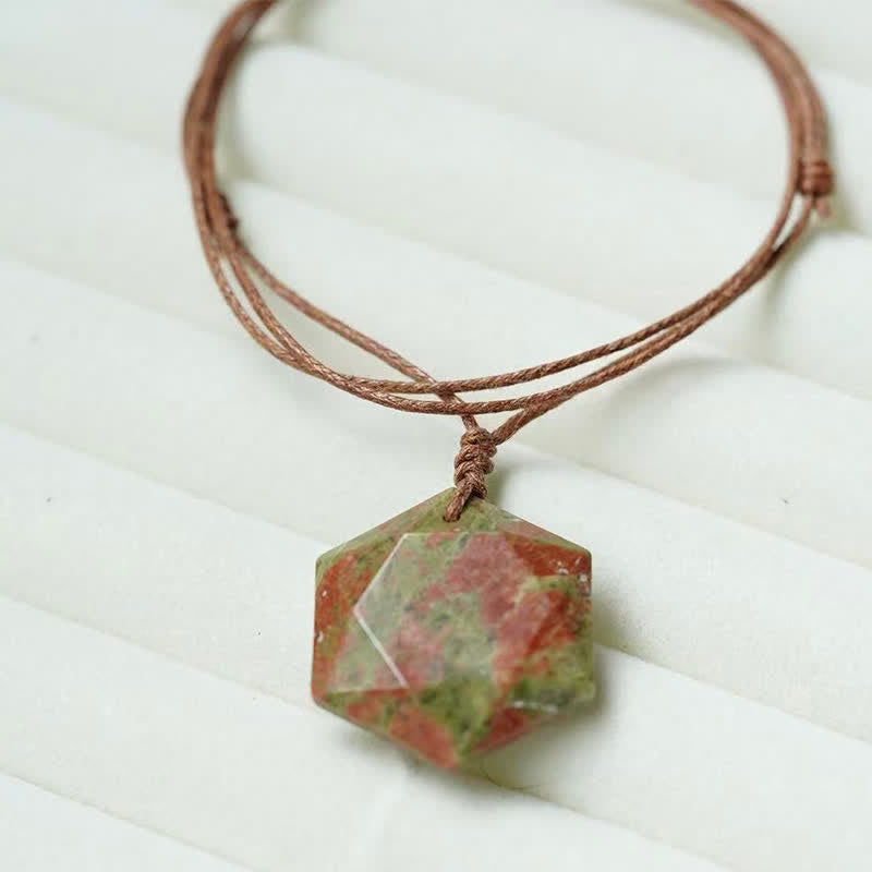 WORN WITHIN Star of David Carving Clear Quartz Indian Agate Amethyst Healing Necklace Pendant